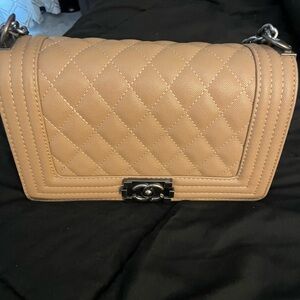 Chic Tan Quilted Shoulder Bag “lookalike”